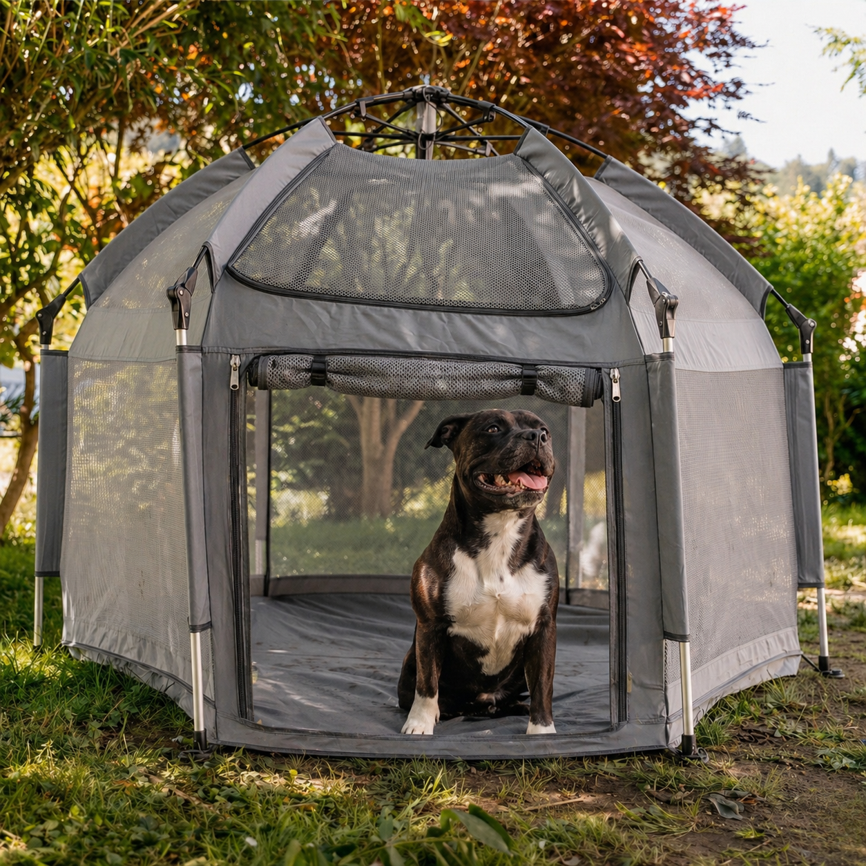 Indoor Outdoor Portable Pet House - Folding Pop-Up Dog Play Tent