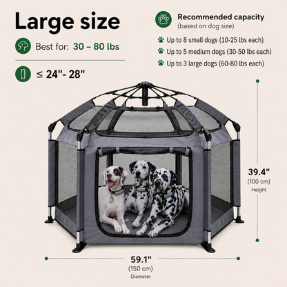 Indoor Outdoor Portable Pet House - Folding Pop-Up Dog Play Tent