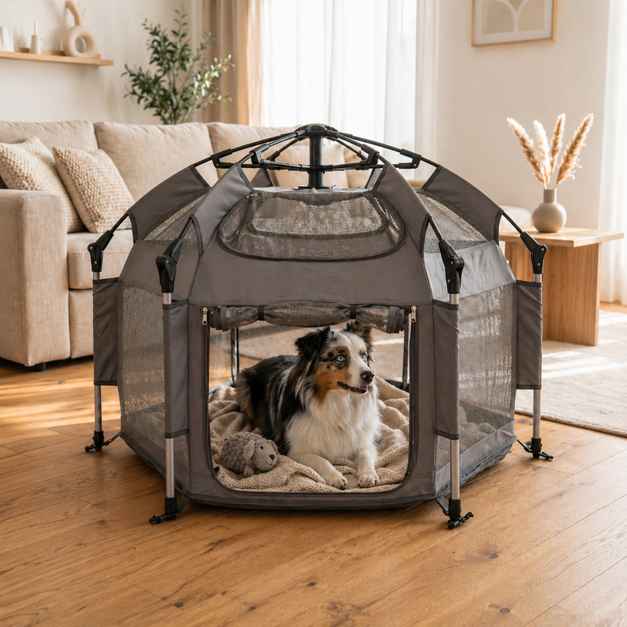 Indoor Outdoor Portable Pet House - Folding Pop-Up Dog Play Tent