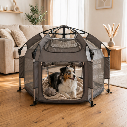 Indoor Outdoor Portable Pet House - Folding Pop-Up Dog Play Tent