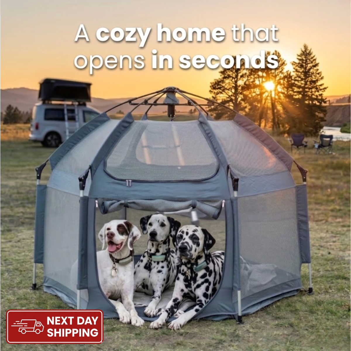 Indoor Outdoor Portable Pet House - Folding Pop-Up Dog Play Tent