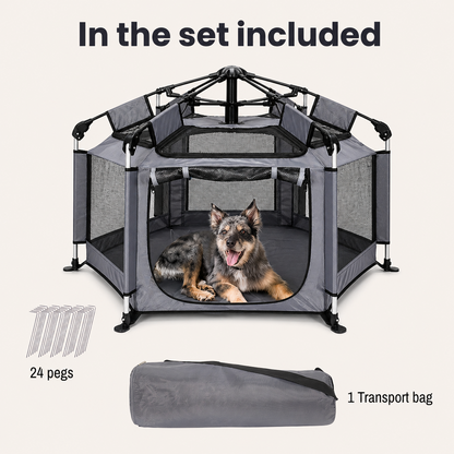 Indoor Outdoor Portable Pet House - Folding Pop-Up Dog Play Tent