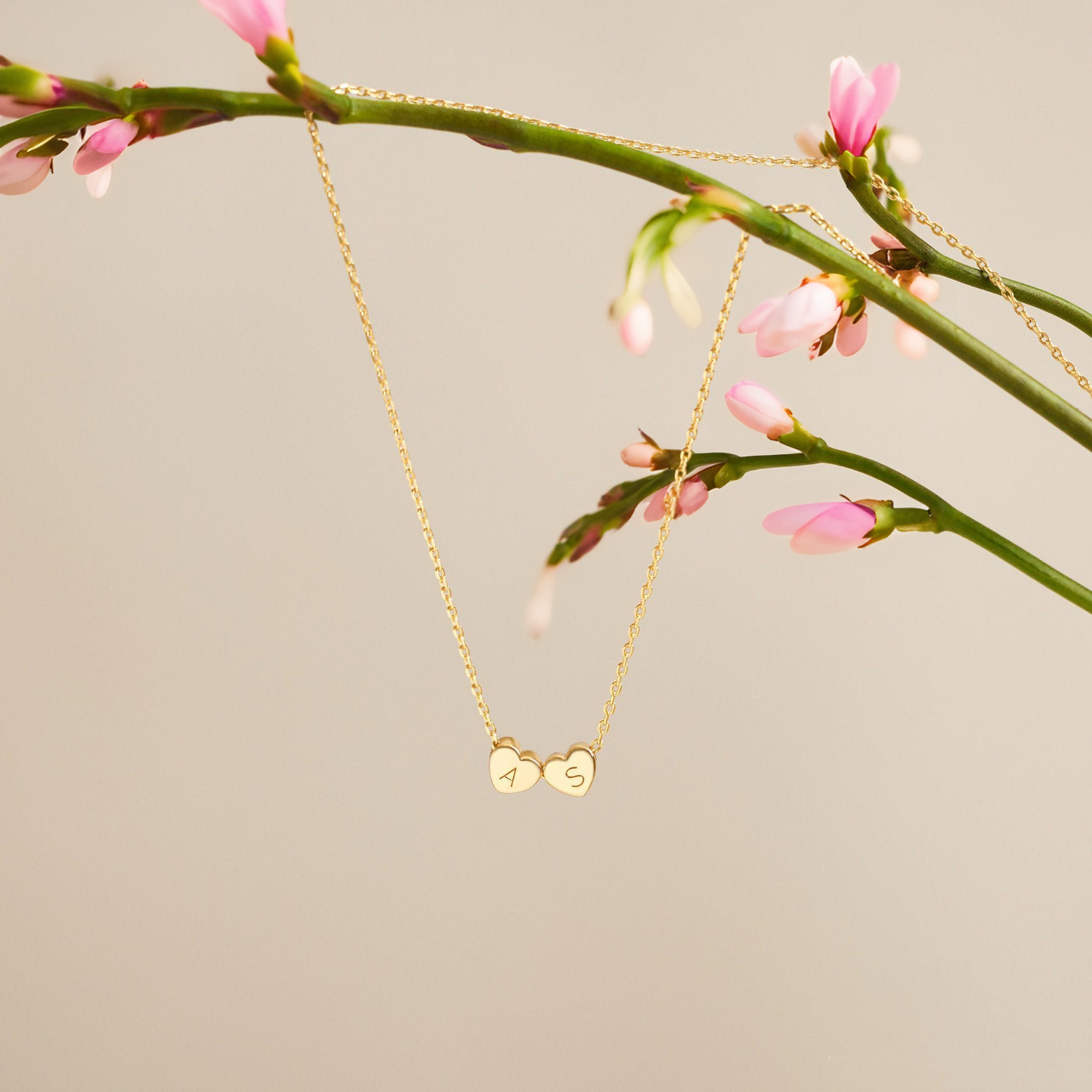 Tiny 3D Initial Heart Charm Necklace
