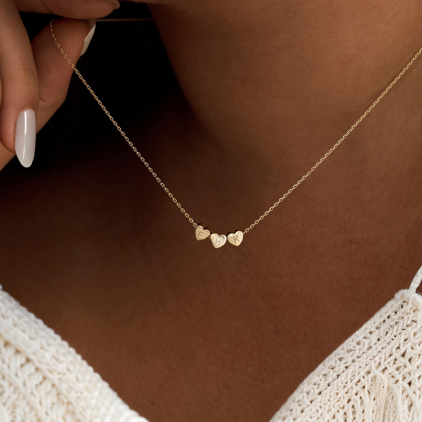 Tiny 3D Initial Heart Charm Necklace