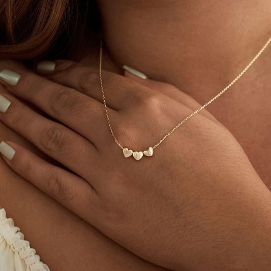 Tiny 3D Initial Heart Charm Necklace