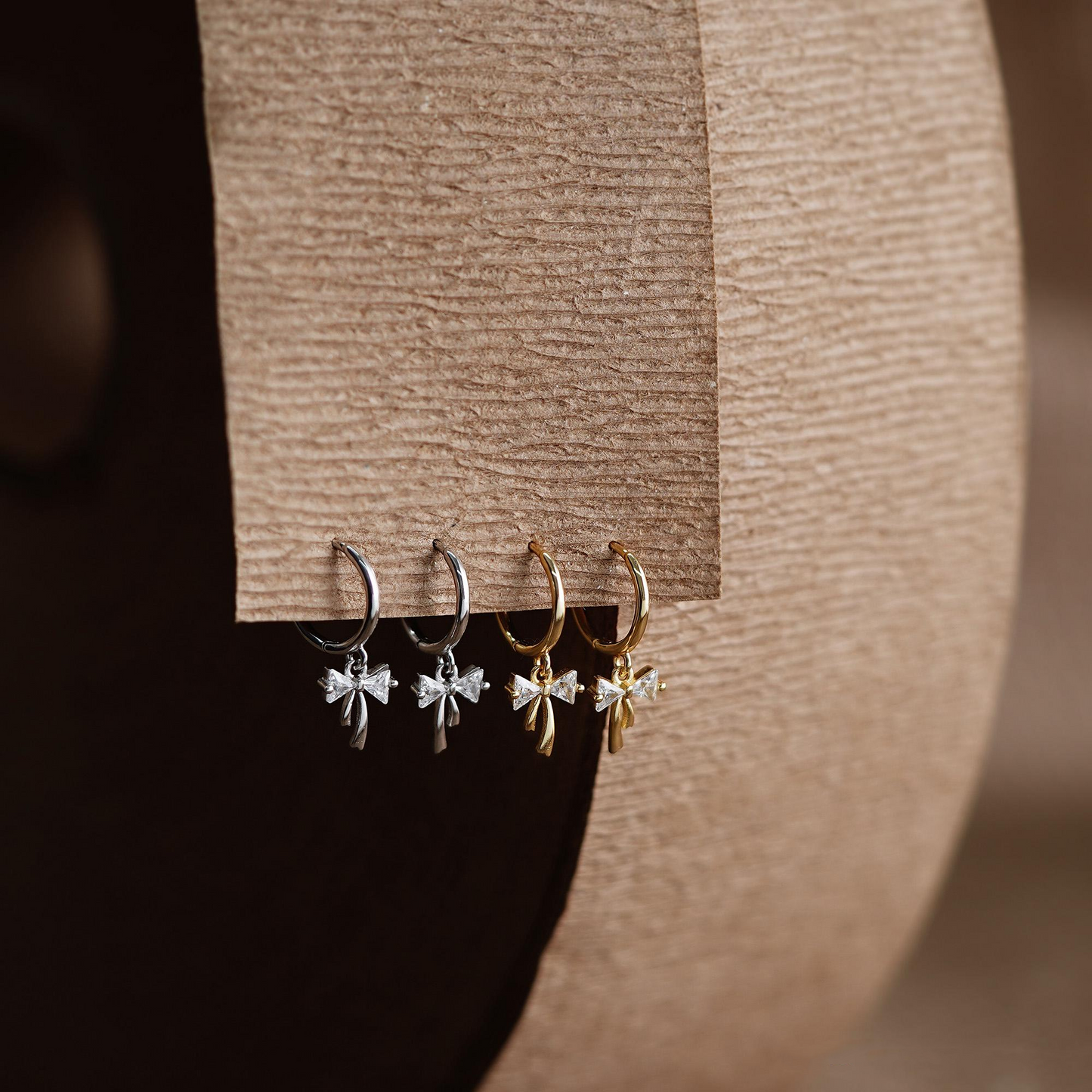 Ribbon Bow Huggie Earrings